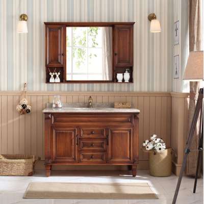 American retro solid wood bathroom cabinet bathroom wash cabinet sink marble washbasin cabinet combination