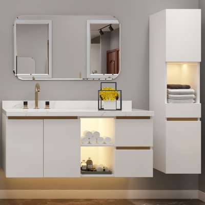 New Design Bathroom Cabinet Vanity Pvc Bathroom Double Vanity Set Cabinet