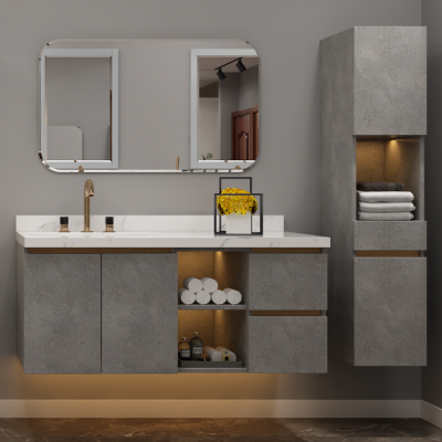 American style wholesale wall mounted bathroom cabinet combination modern design with light