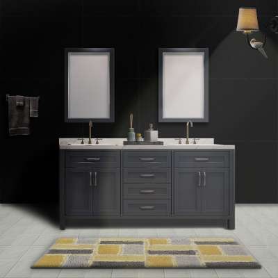 Retro solid wooden vanities luxury bathroom mirror pvc vanity cabinet 2 doors modern