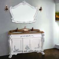 Vienna Style solid wood bath room furniture, floor bathroom cabinets for hotel room WTS152