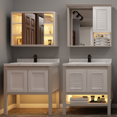 Modern simple design small cabinet basin durable solid wood cheap bathroom vanity