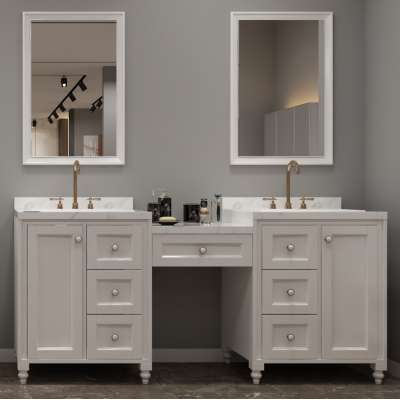 Hot Selling Atmospheric Black And White Pattern Simple Hotel Bathroom Vanity Cabinets Set